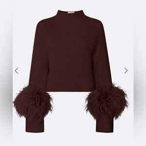 Lapointe Merino Mock Neck Sweater With Feathers